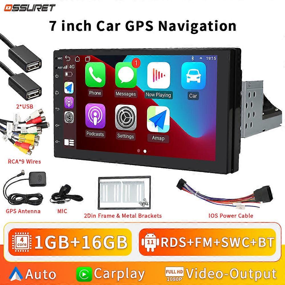 1din Car Radio CarPlay GPS Navi 7" EQ Movable Screen 1 Din Android Multimedia Stereo Video Player Auto Universal Audio