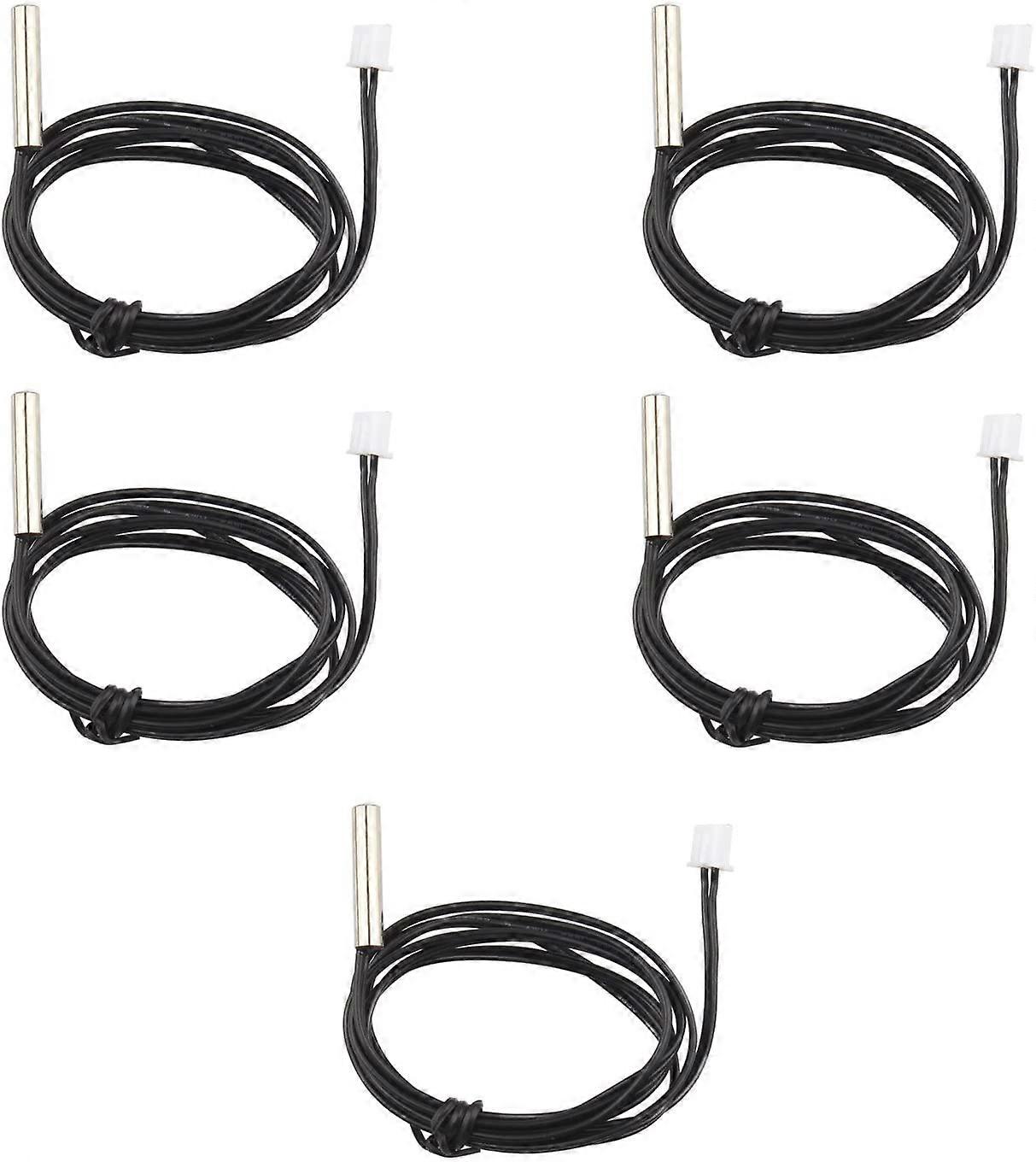 5 Pack Waterproof NTC 10K 1% 3950 Thermistor Temperature Sensor Probe,1m Extension Cable,Gauge