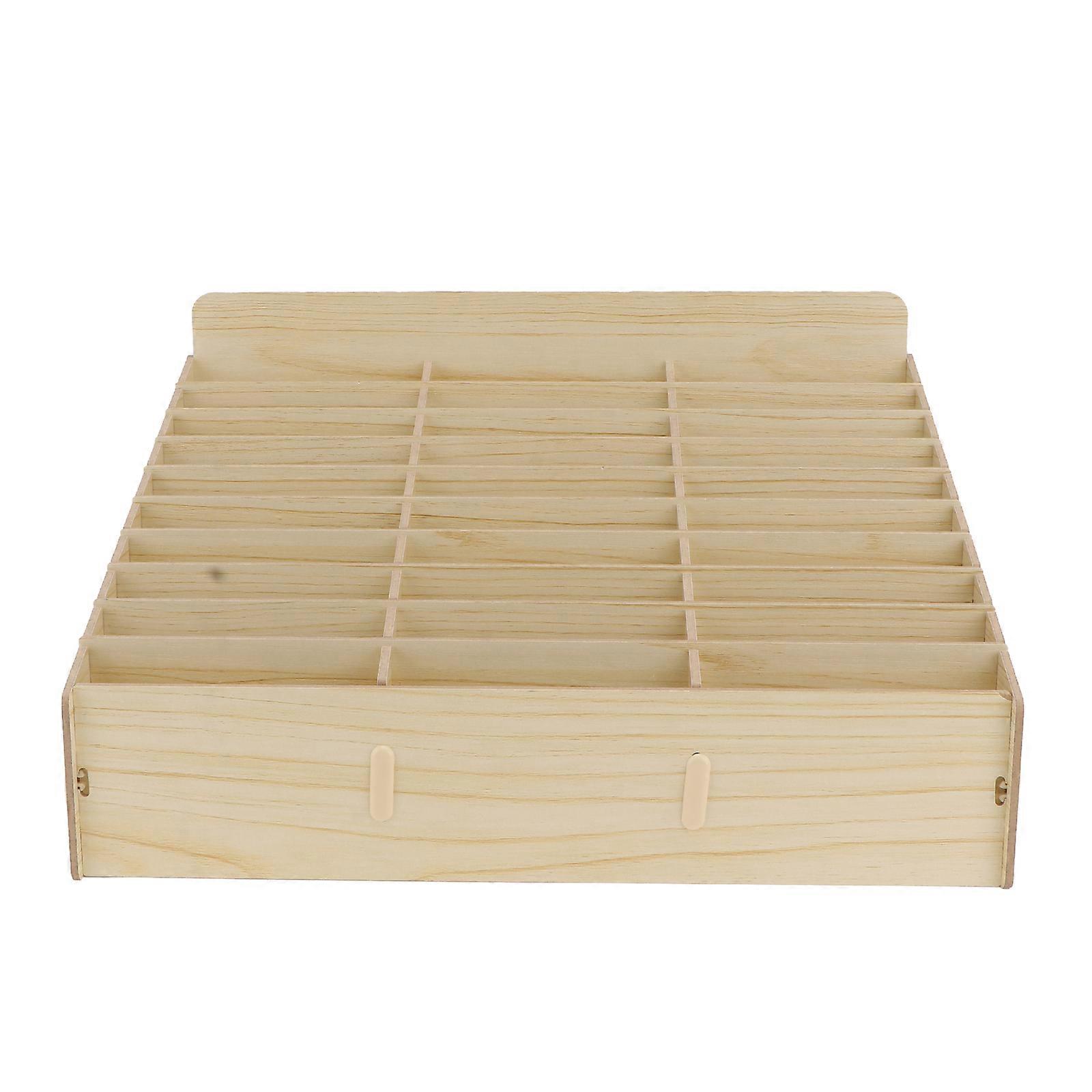 1PC Cell Phone Management Box Wooden Multi-grid Phone Storage Box (30 Grids)