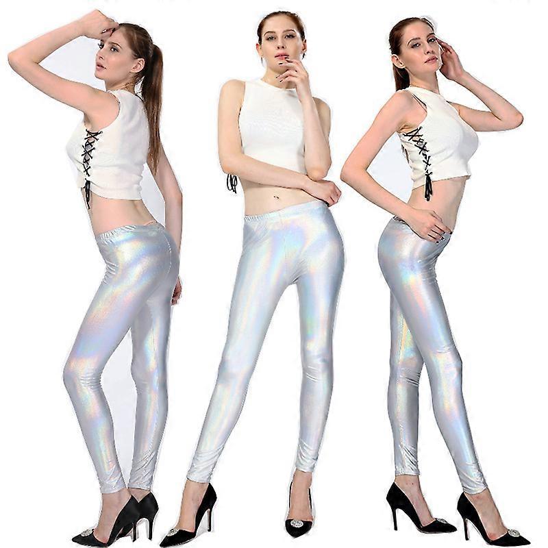 Women's Casual Faux Leather Leggings High Waisted Stretchy Pants