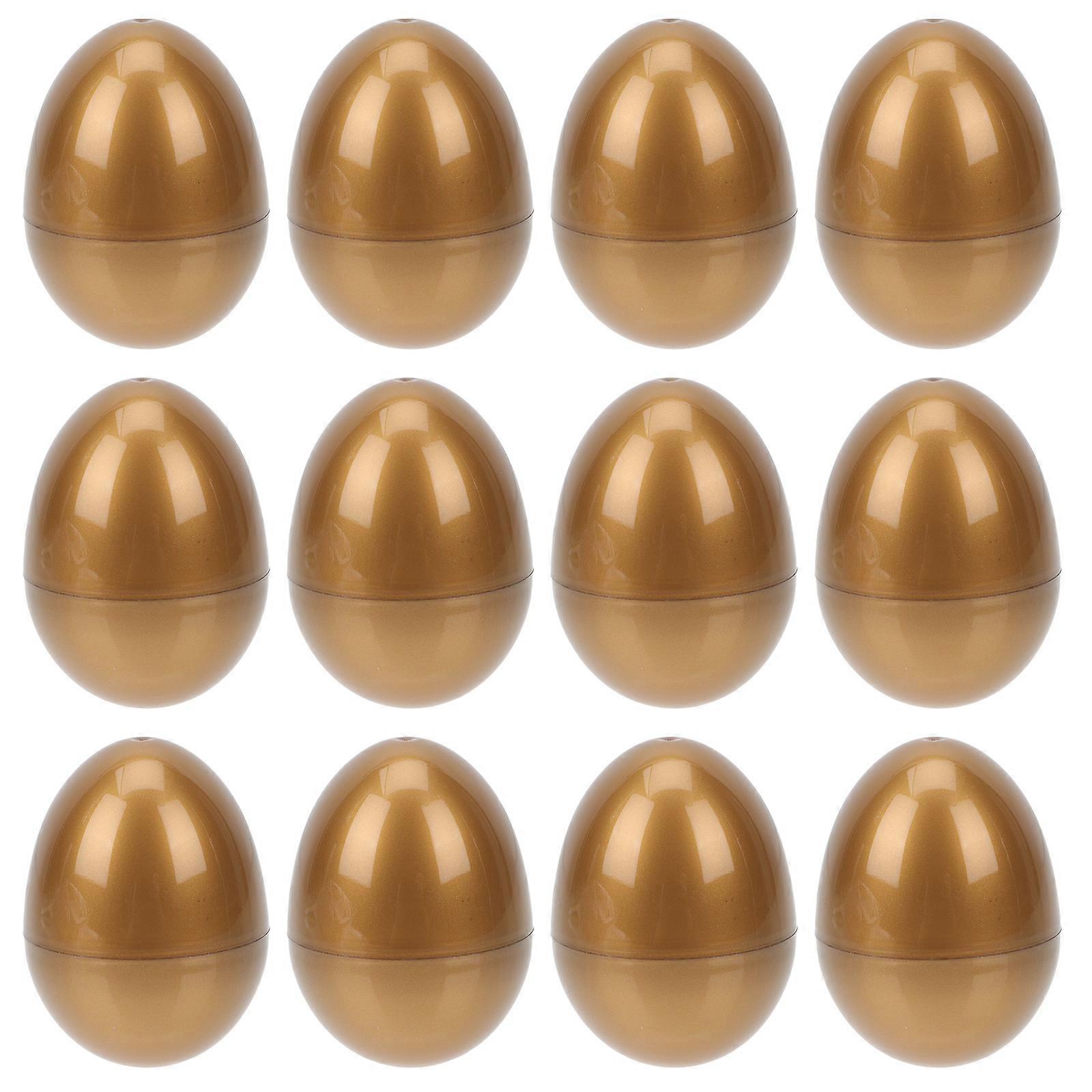 12 Pcs Candy Gift Box Plastic Easter Eggs Easter Favor Container Refill Easter Eggs Golden Plastic Eggs