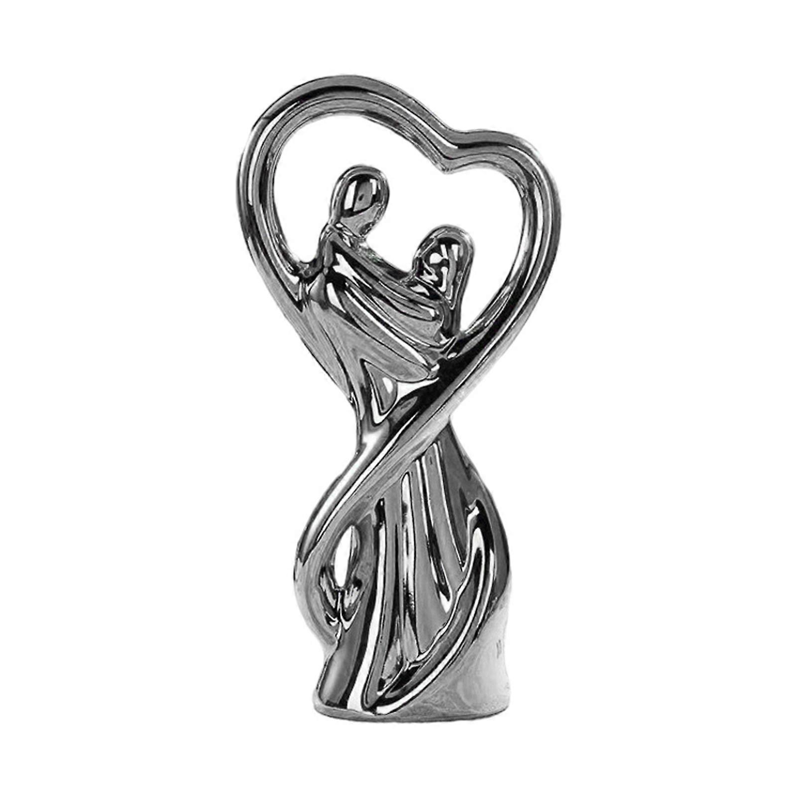 Smooth Surface Couples Sculpture Clear Carved Porcelain Visual Experience Couples Statue for Desktop