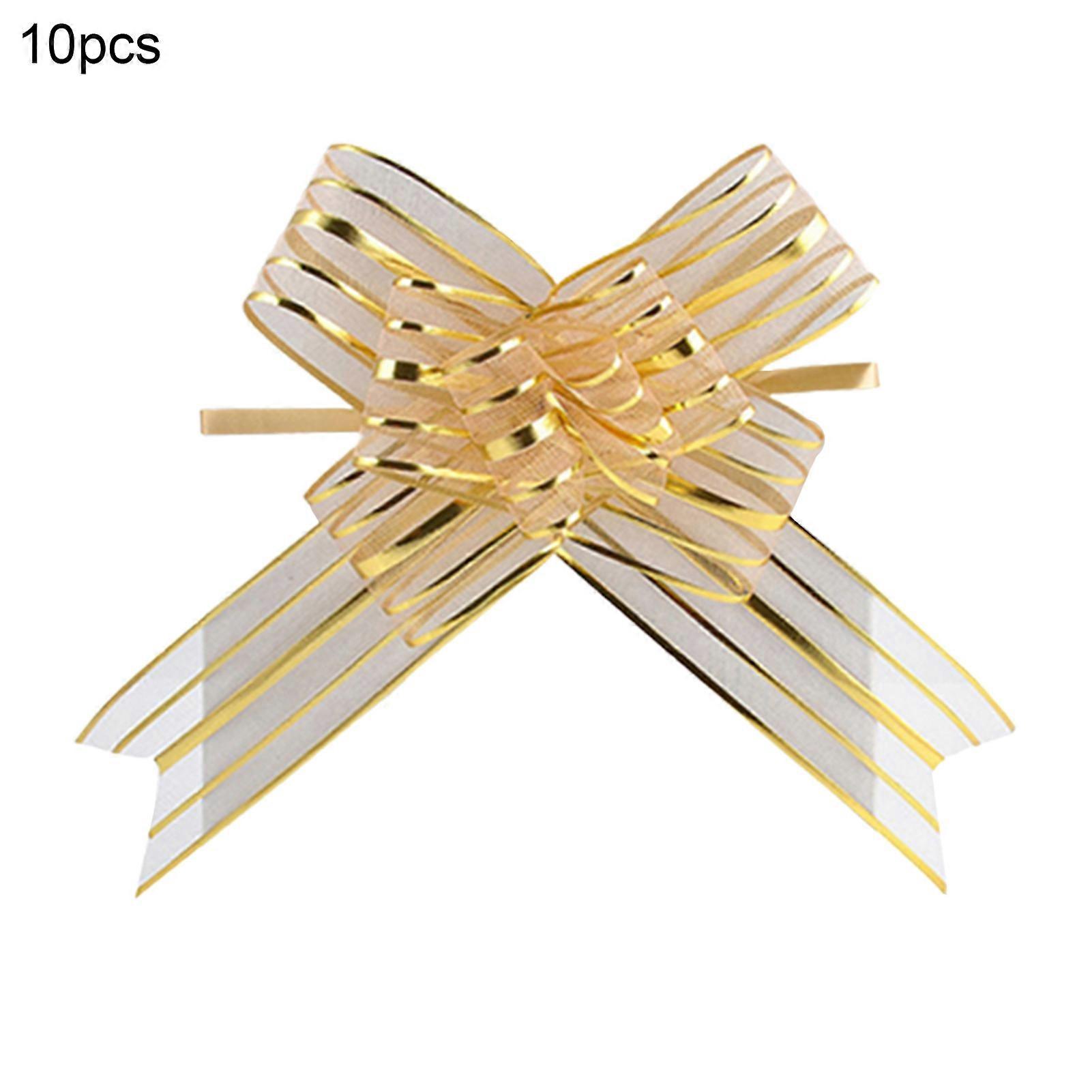 10Pcs 50mm Pull Bow Multicolor Elegant Organza Durable DIY Ribbon Bow for Party JIKAIX