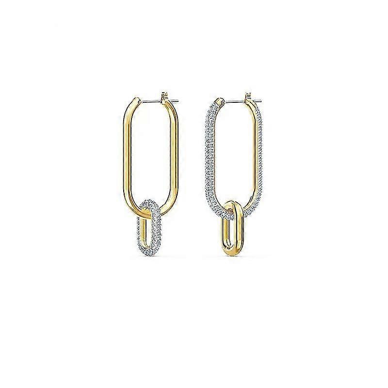 Time Hoops, Asymmetrical Earrings, Mixed Metal Finish, White