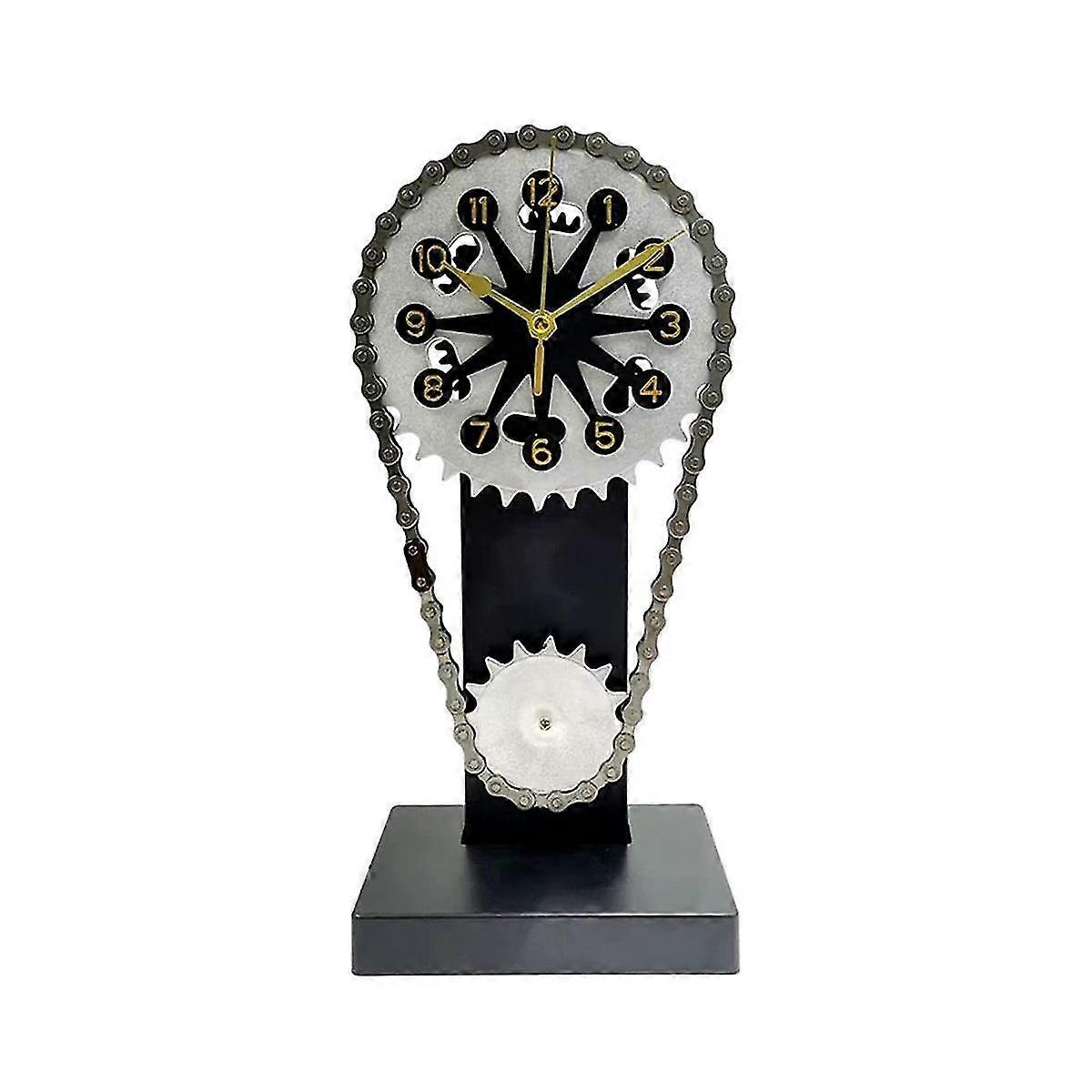 Steampunk Clock With Movement Home Decor Rotating Gear Clock Timing Rotating Gear Clock Belt Black
