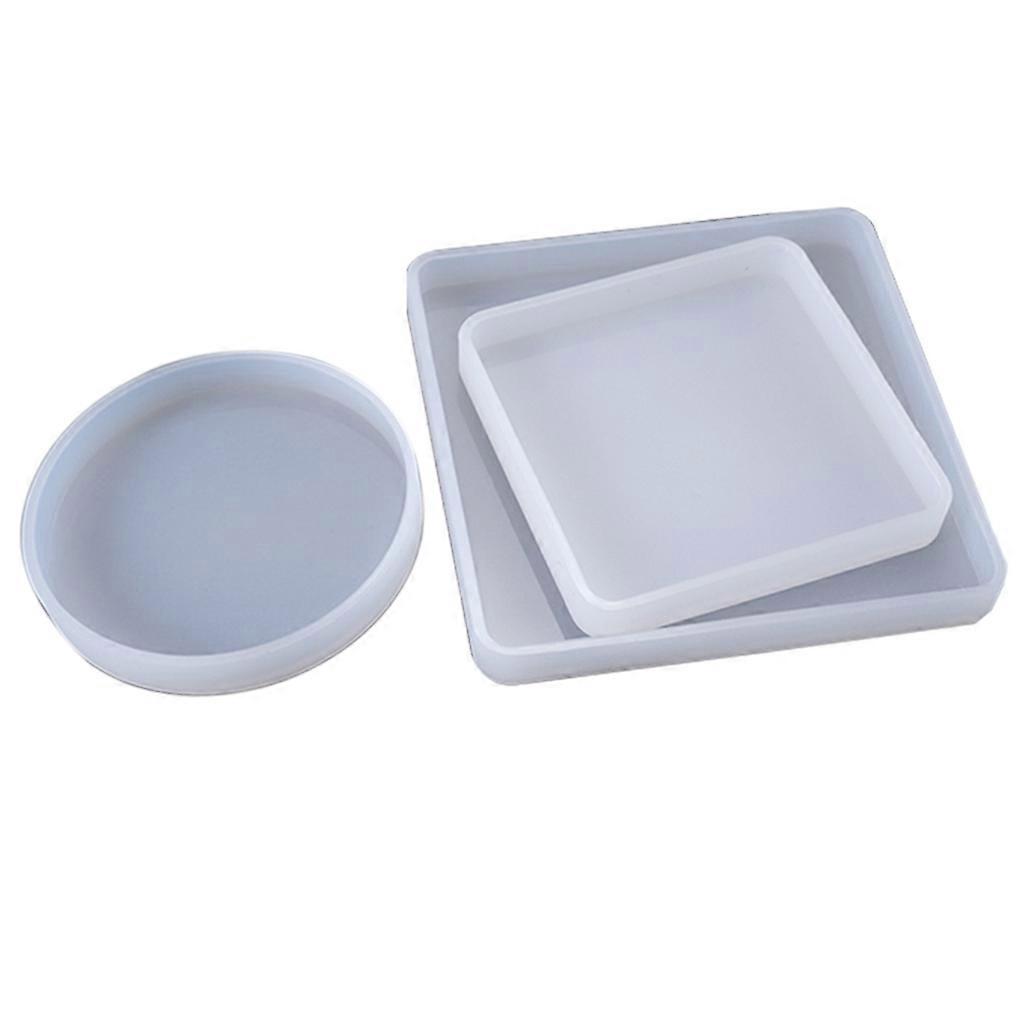 Mirror Square Round Highlight Mold 3 Pcs Resin Silicone Mould Home Decoration