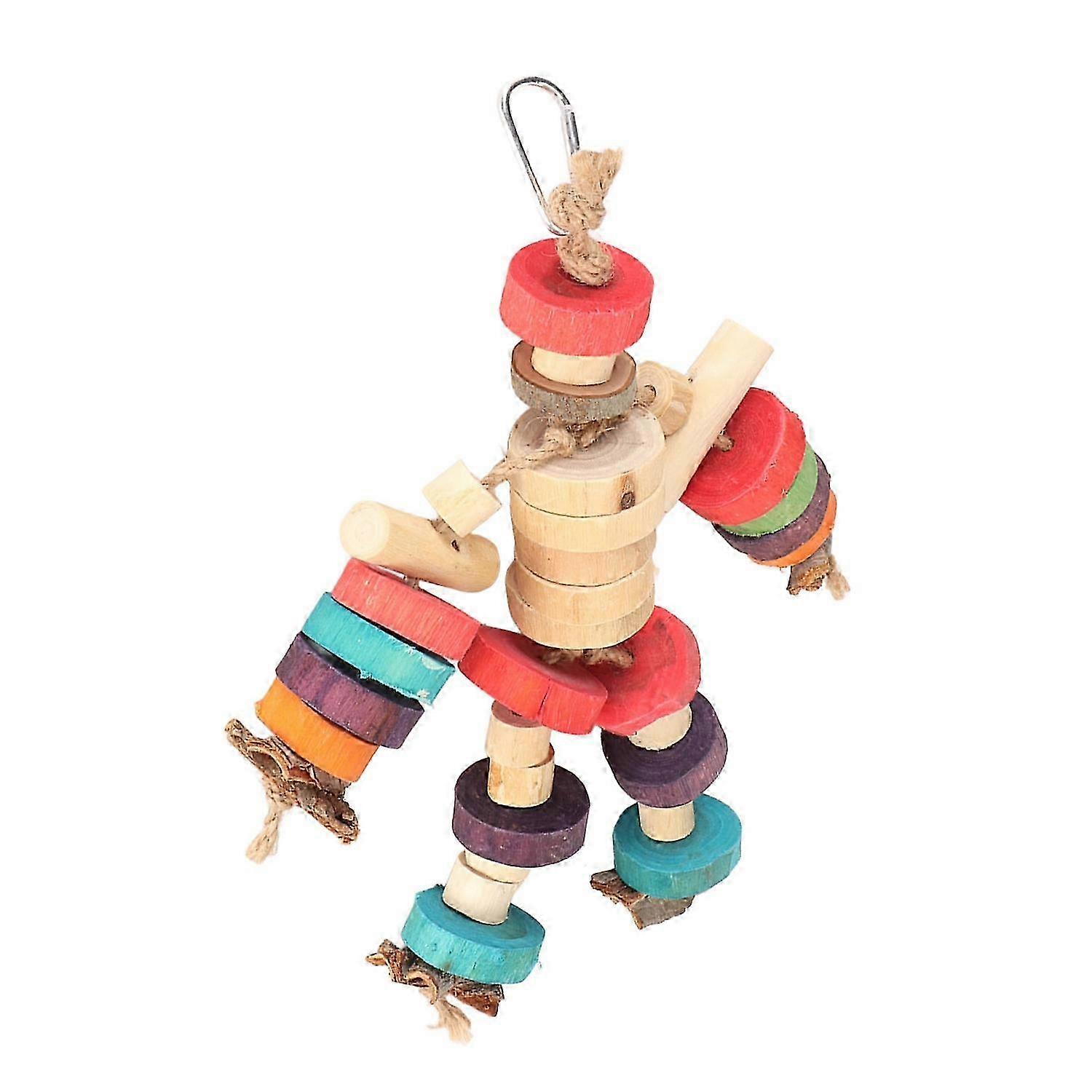 Parrot Chew Toys Bite Resistant Hanging Wood Block Bird Cage Toys Parrot Chewing Toy for Parrots and