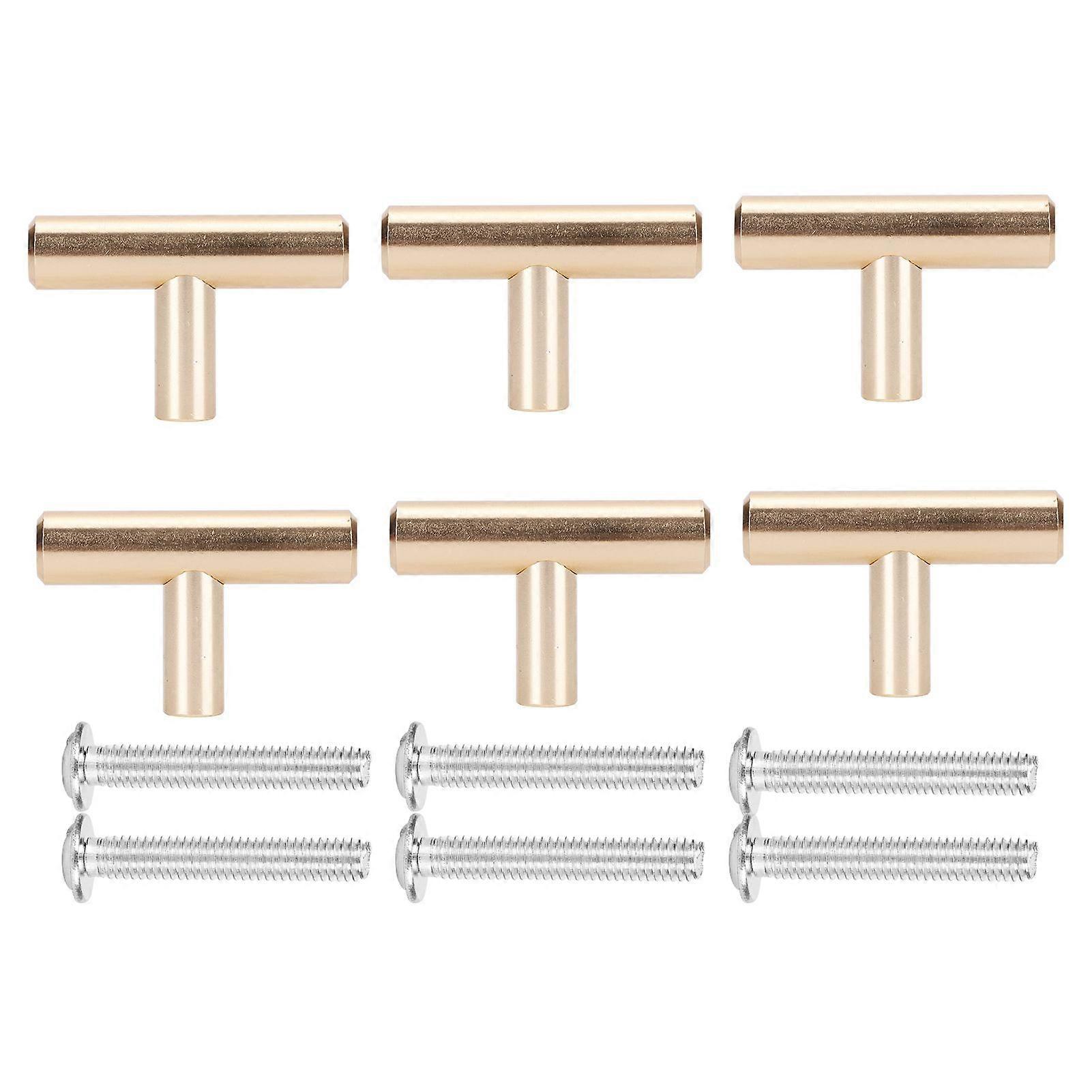 6 Sets Gold Drawer Handle Space Aluminum European Style Handle Furniture Replacement Parts(T shaped Single Hole )