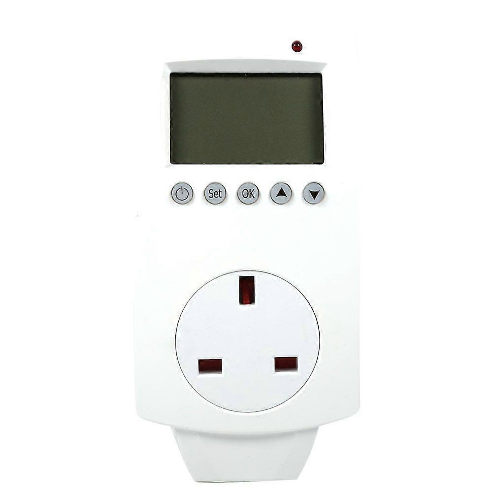 Plug In Thermostat Digital Programmable Temperature Controller with Outlet (UK Plug)