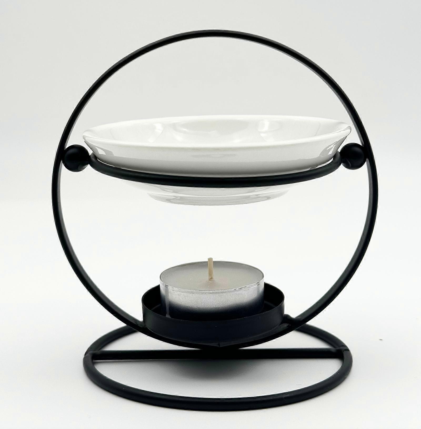 Aromatic Oil Burner Wax Melt Burner with Ceramic Bowl ( Black)