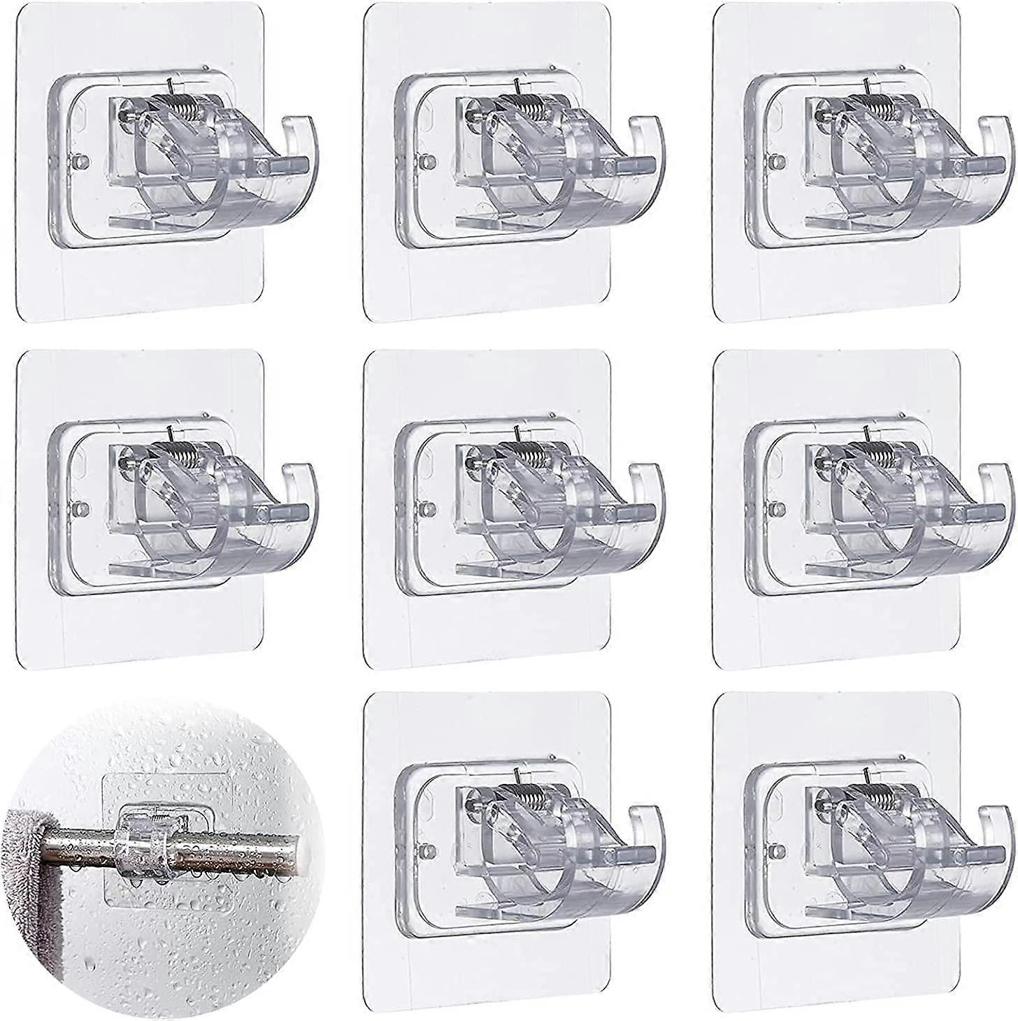 Curtain rod brackets no drilling required, 8 adhesive curtain rod fixing hooks, 3M drill-free curtain rod bracket simple hook clips