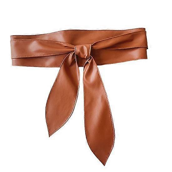 Women Belt Imitation Leather Wide-Brimmed Design Retro Cinched Belt Dresses Coat Knotted Belt Versatile Accessory
