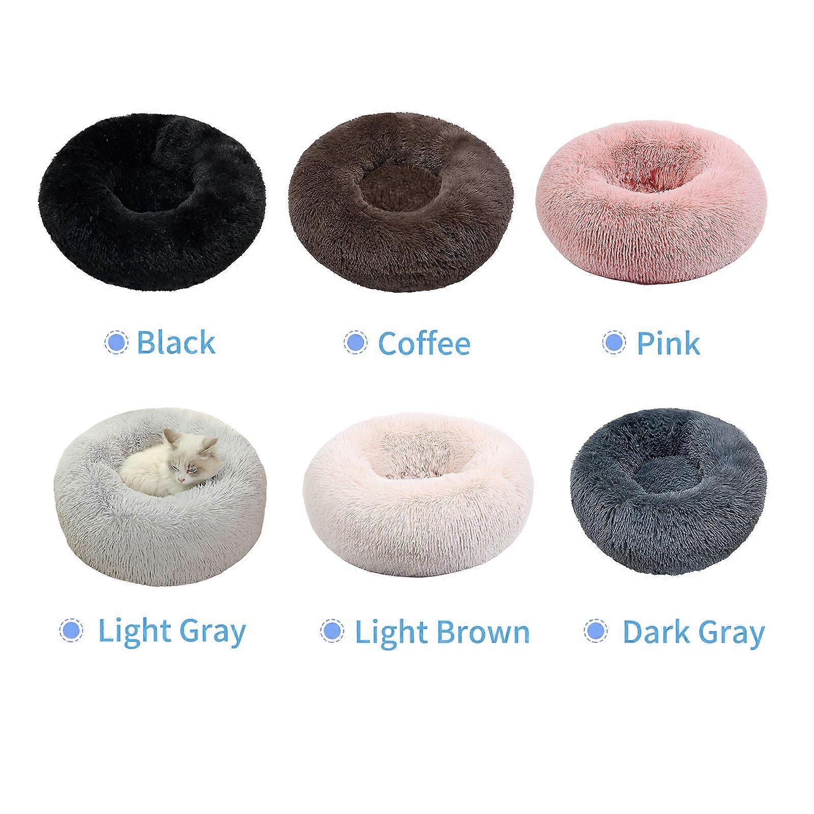 Fluffy Plush Round Pet Bed Self-Warming Cat Bed Pad Cat Cushion Bed with Anti Slip Bottom Soft Winter Washable Cat Bed Mat for Indoor Cats Dogs