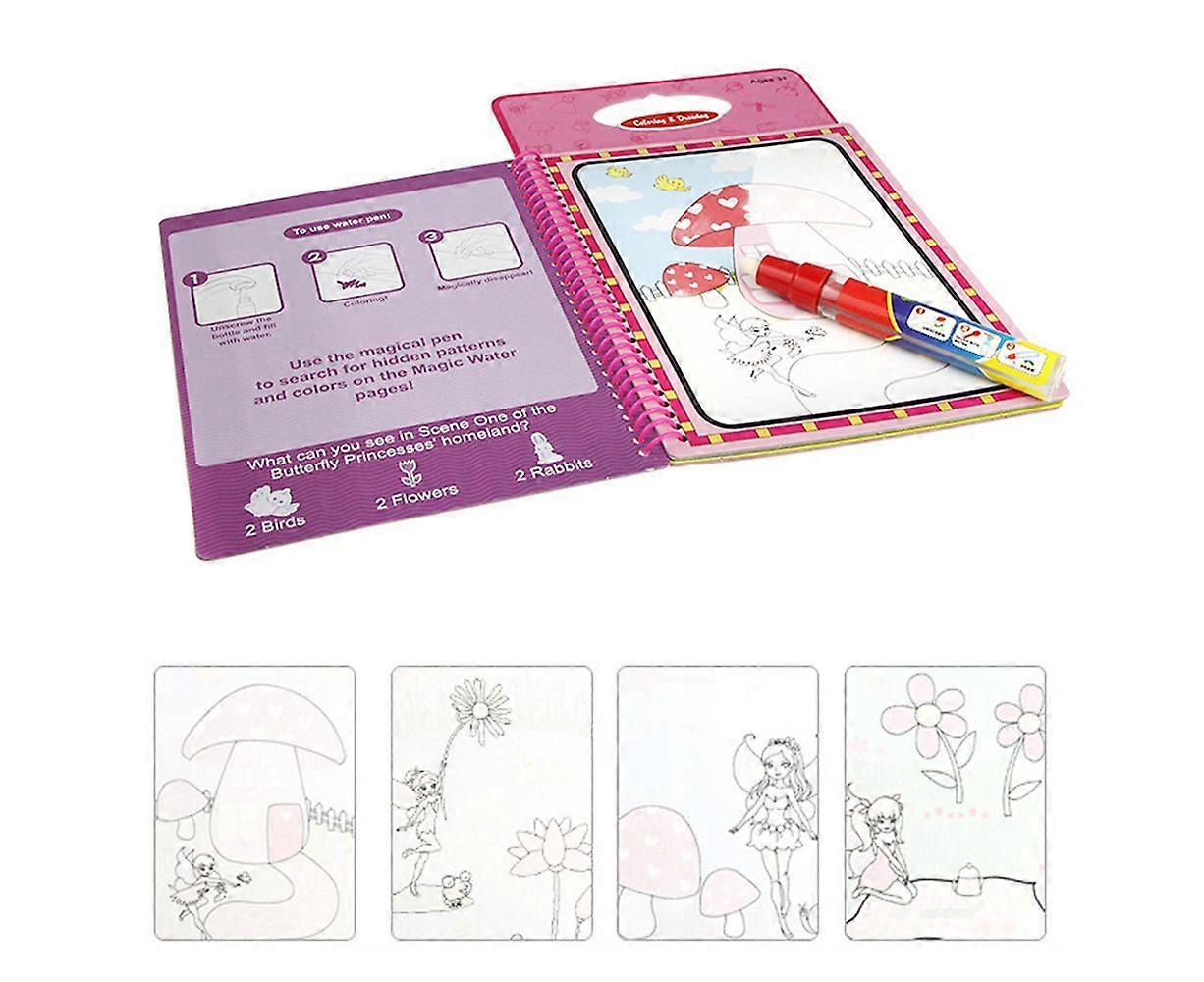 再利用可能な魔法の水の塗り絵ウォーターリビールアクティビティブック-スタイル4