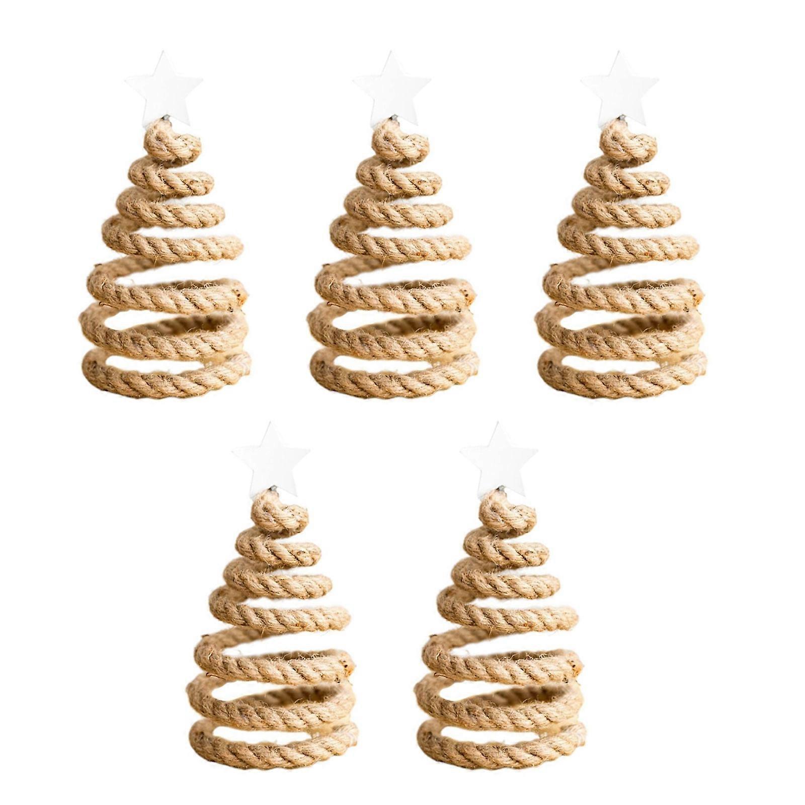 5pcs Modern Miniature Christmas Tree Decoration Compact Festive Display for Office Desk and Bookshelf Display