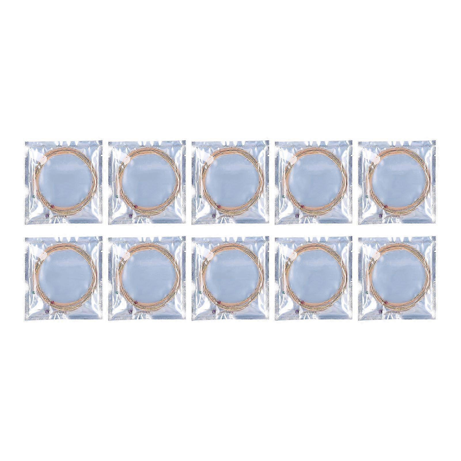 10 sett Akustiske gitarstrenger Steel Core rustfri 6String erstatning med fargeperler