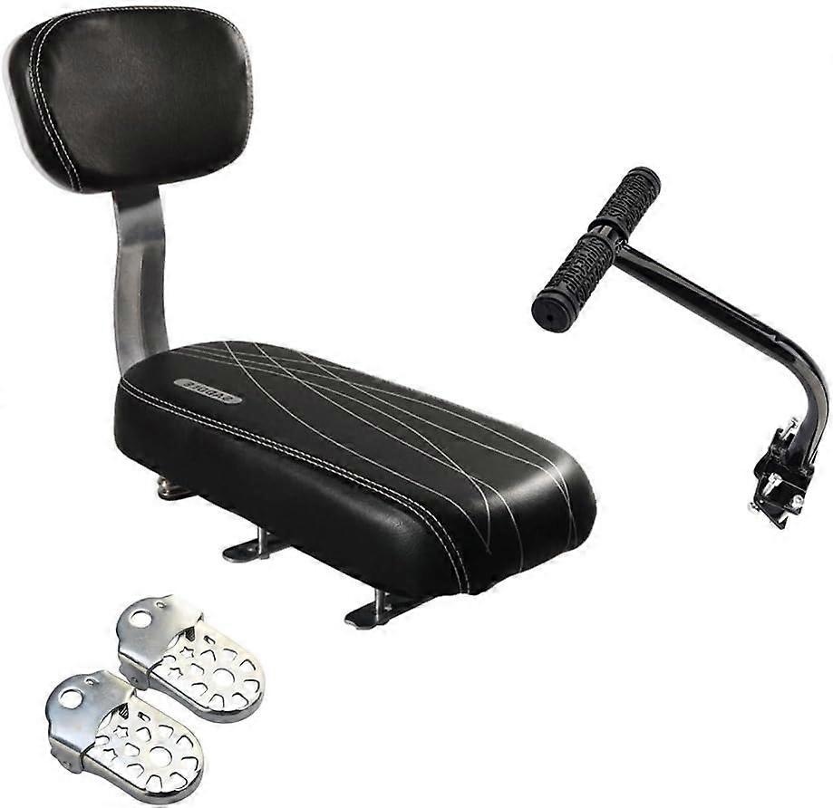Bicycle Rear Seat with Armrest and Footrests, Durable Wooden Board for Added Stability