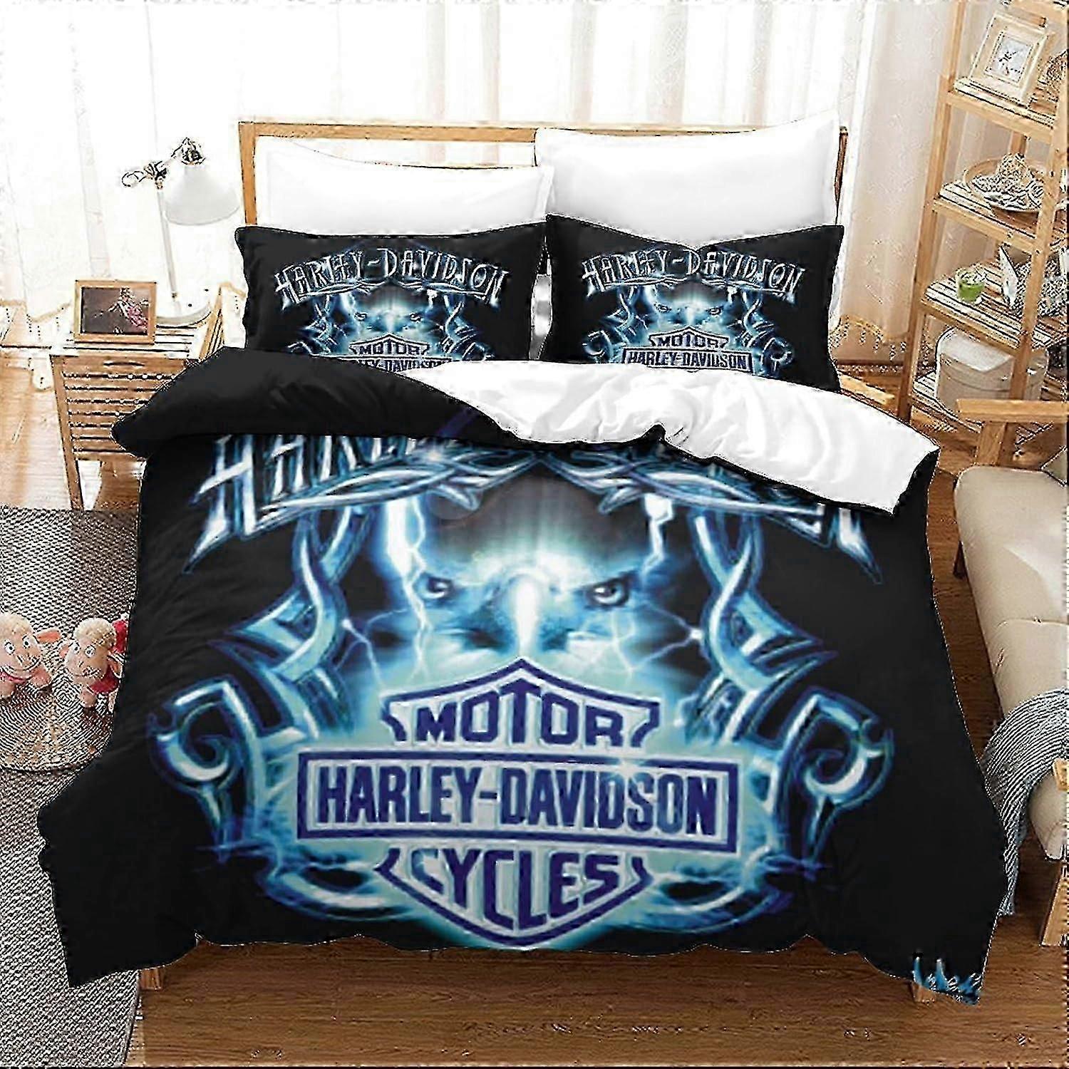 J2683 Lençóis 3D Conjunto de Cama Harley Davidson Conjunto de Capa de Edredão para Crianças Meninos Meninas Impressão 3D Capa de Edredom com Fronhas Lençóis BBA2683