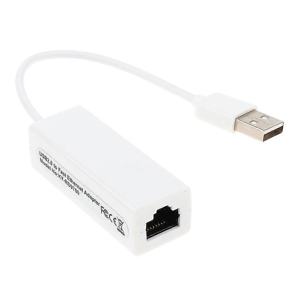 USB 2.0 To 10/100Mbps Fast High Speed RJ45 Ethernet Network LAN Adapter White