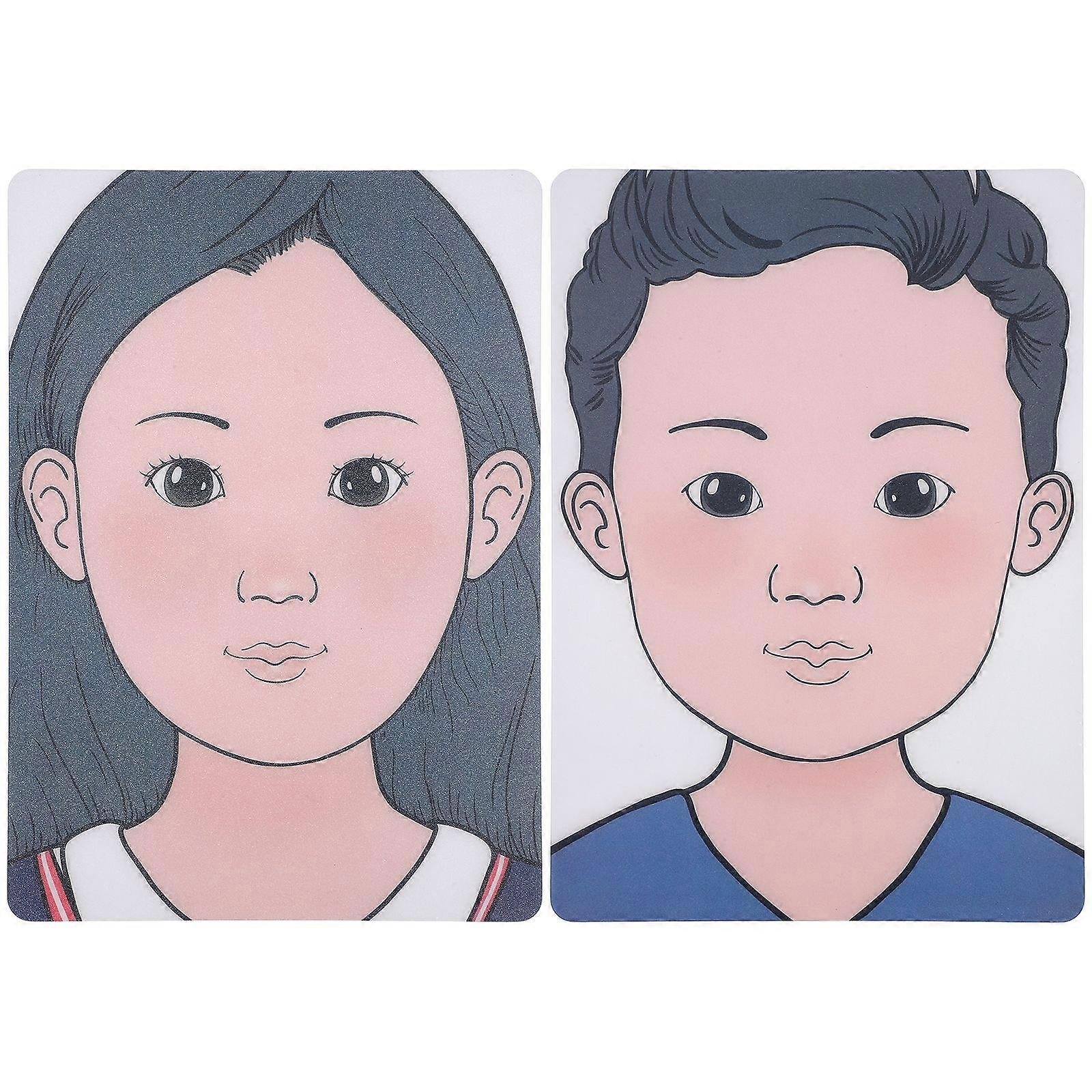 2Pcs Plastic Practice Face Training Makeup Template Model Face Painting Board Eyelid Practice Face