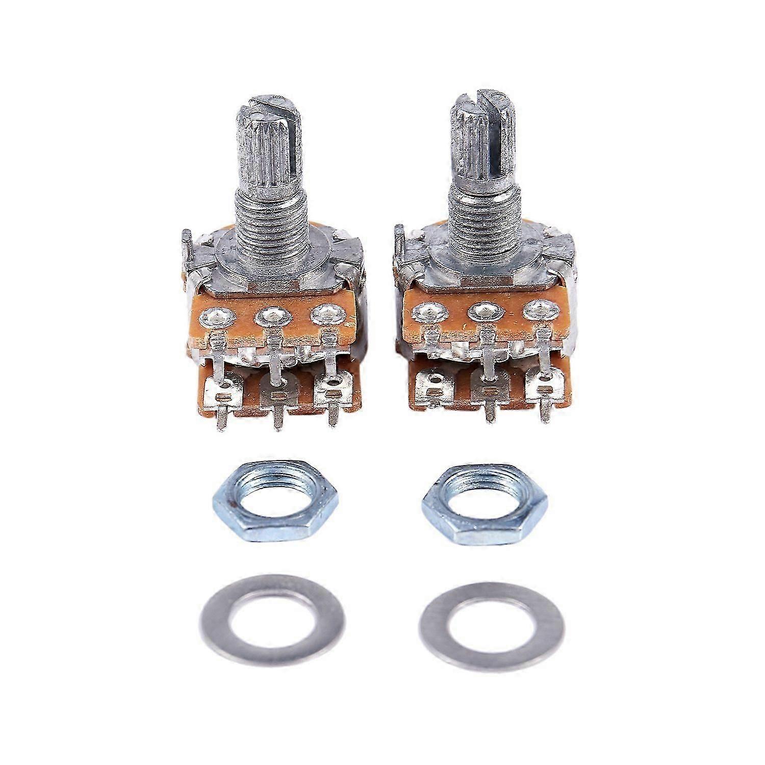 2 Pcs B50K 50K Ohm 6 Terminals Dual Linear Taper Potentiometers