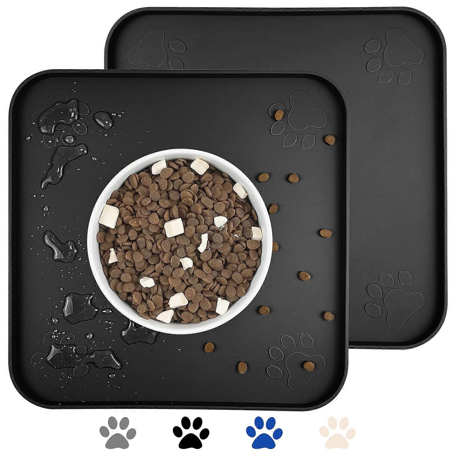 2 Pcs Non-Slip Pet Floor Mat Prevents Food Water and Overflow Suitable for Medium and Small Pets