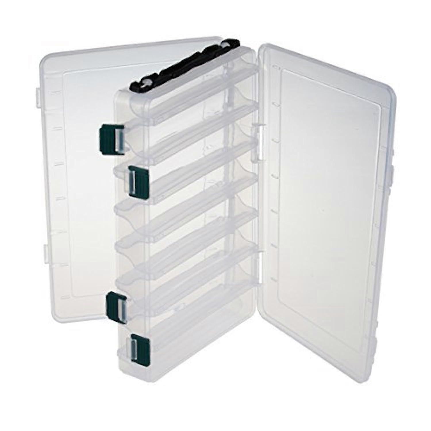16 Compartment Double-Sided Fishing Tackle Box Transparent Hard Plastic Storage Container for Lures, Jigs, and Hooks