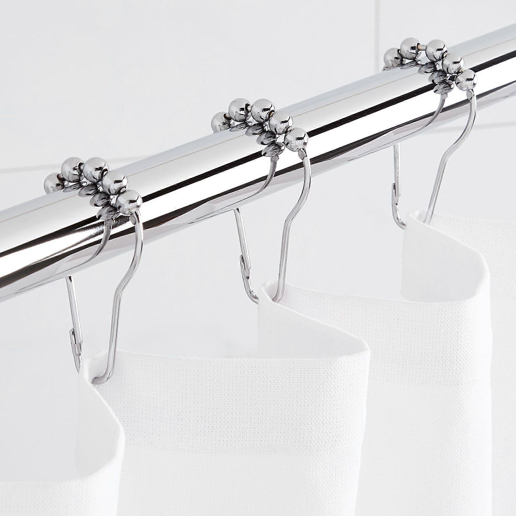 12 Set Chrome Roller Ball Shower Curtain Rings
