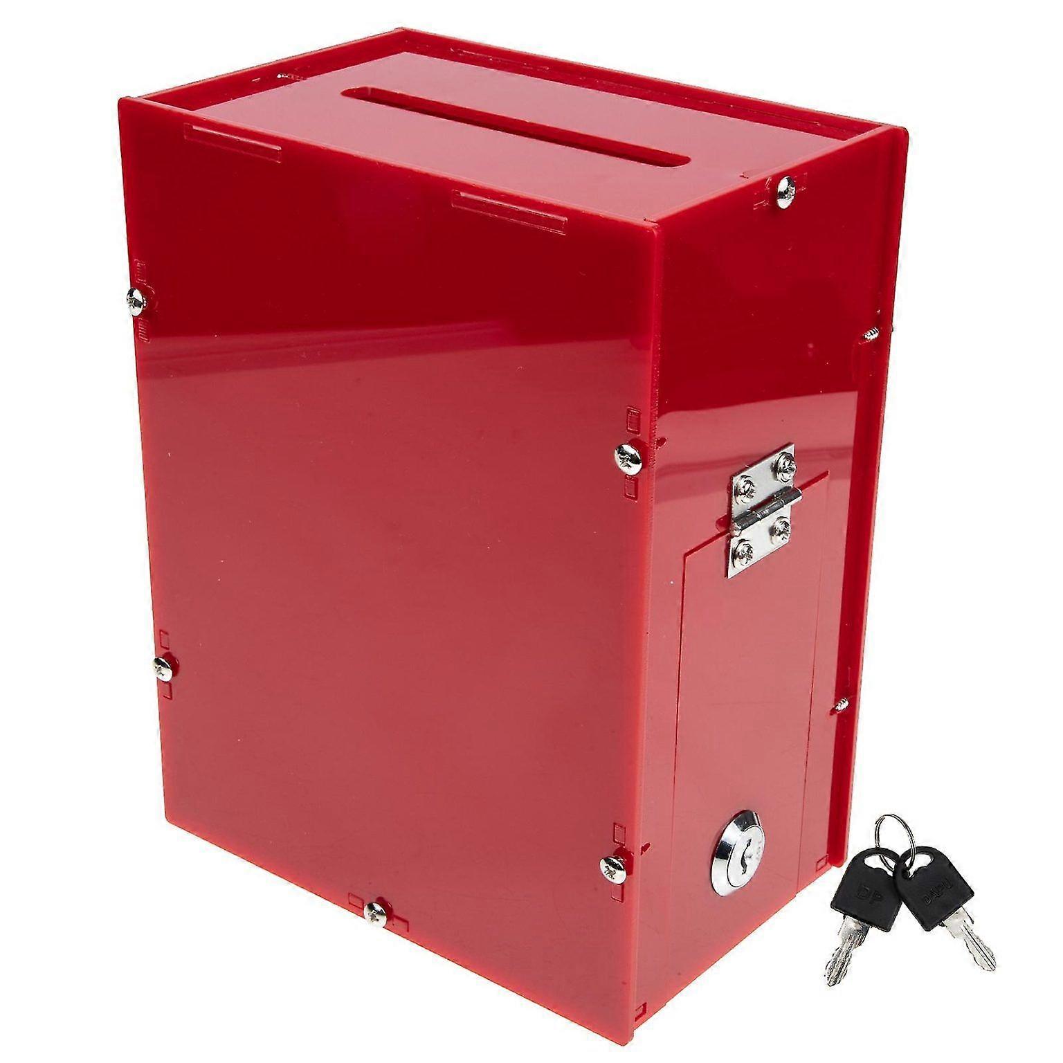 Red Acrylic Ballot Box - Locking Diaper Raffle Box for Events, Elections, and Donations - Durable & Portable