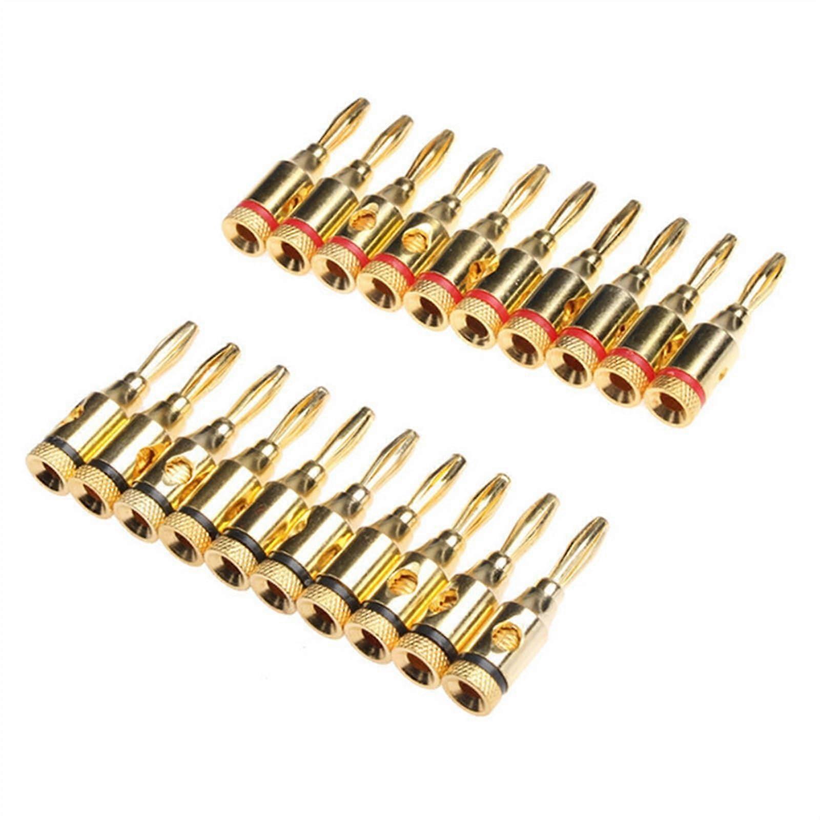 Gold Plated 4mm Banana Plugs 20PCS for Audio Amplifier Speaker Adapter Wire Connectors, Compatible with Hi-Fi Systems