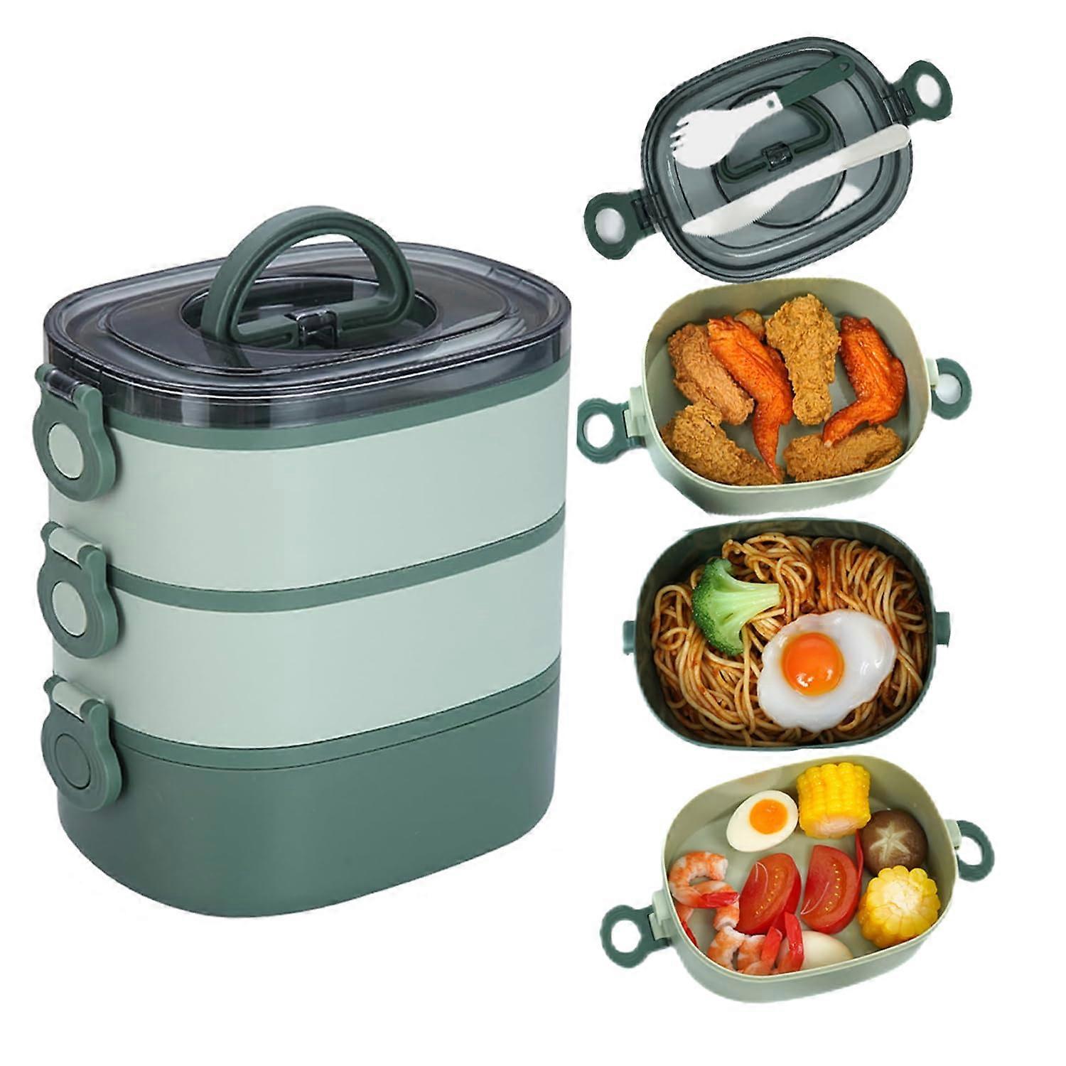 Bento Box Lunch Container, 3-Layer Stackable Food Prep Salad Box for Adults, BPA-Free, Leak-Proof Design