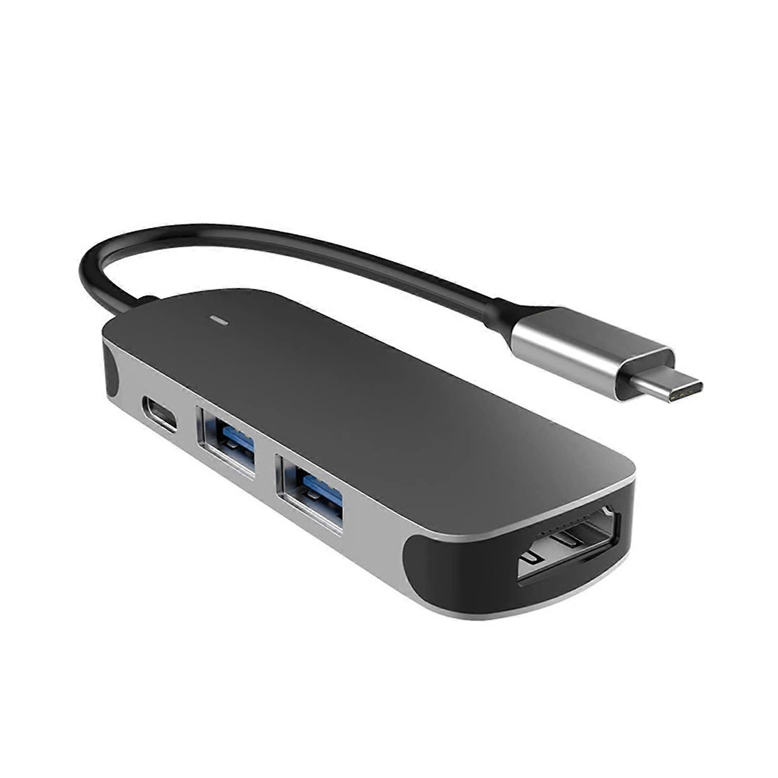 4 Ports USB Hub Type C to HDMI PD Splitter with USB 3.0 and USB 2.0 Compatibility for Mobile Phones and Laptops