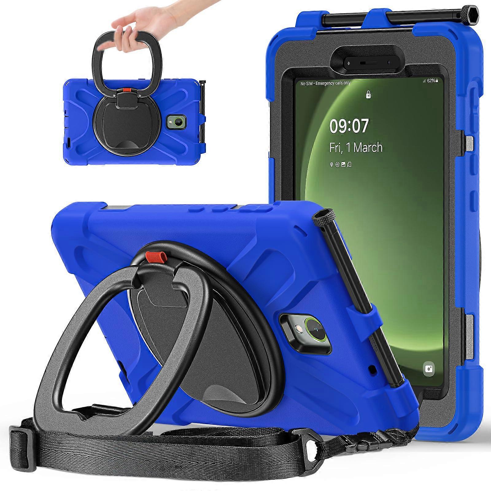Rugged Case for Samsung Galaxy Tab Active5 5G (SM-X306B/X300) with 360° Rotating Handle and Armor Cover
