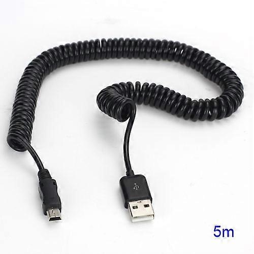 Flexible Coiled USB 2.0 Male to Mini USB 5 Pin Data Sync Charger Cable