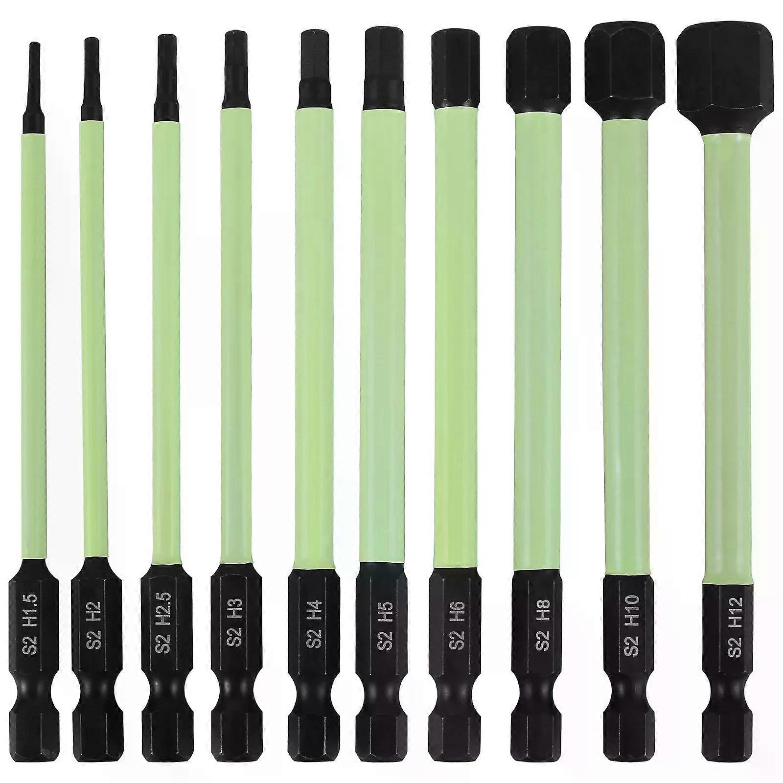 10Pcs 1/4inch Hex Head Allen Wrench Drill Bit Set Metric Screwdriver Electric Power Drill Adapter Driver Key Socket Magnetic Tip