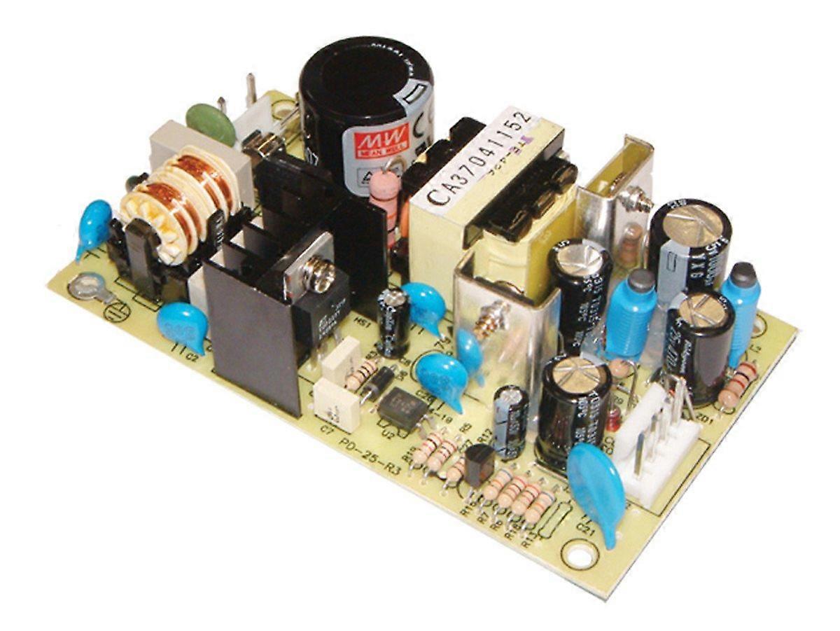 Mean Well PD-25A AC to DC Power Supply, Open Frame, Dual Output, 5 Volt, 12 2.1 Volt, Amp, 1.2 Amp, 25 Watt, 4.2' L x 2.4' W x 1.1' H