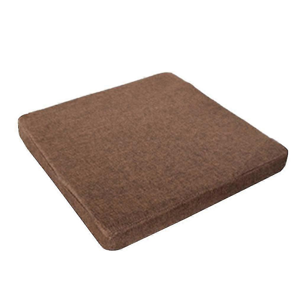 Semplice cuscino quadrato in spugna Tinta unita in cotone ispessito Lino antiscivolo Cuscino sedia antiscivolo Marrone quadrato 40x40x3cm Lino