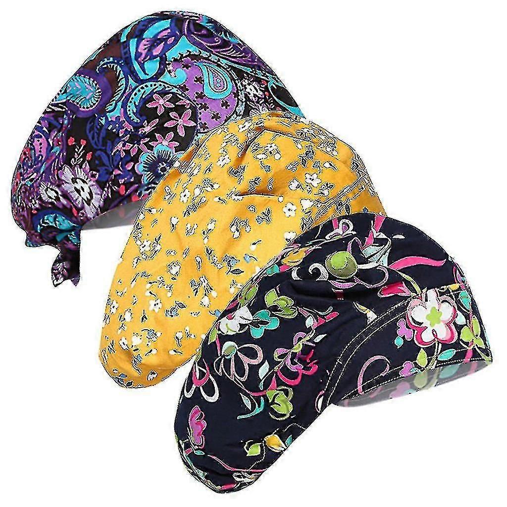 Women's Adjustable Bouffant Cap Working Hats Sweatband Value Set Multi Color