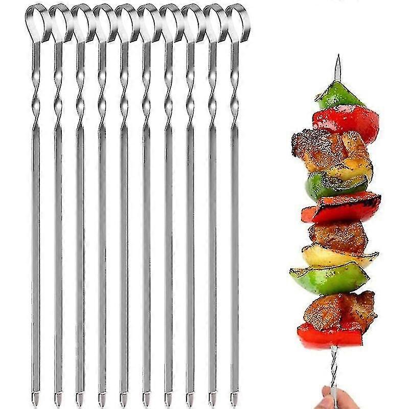 Cisea Bbq Skewer Sticks With Storage Bag Grilling Roasting Sticks Skewers Forks, 16 Inch 10 Pieces