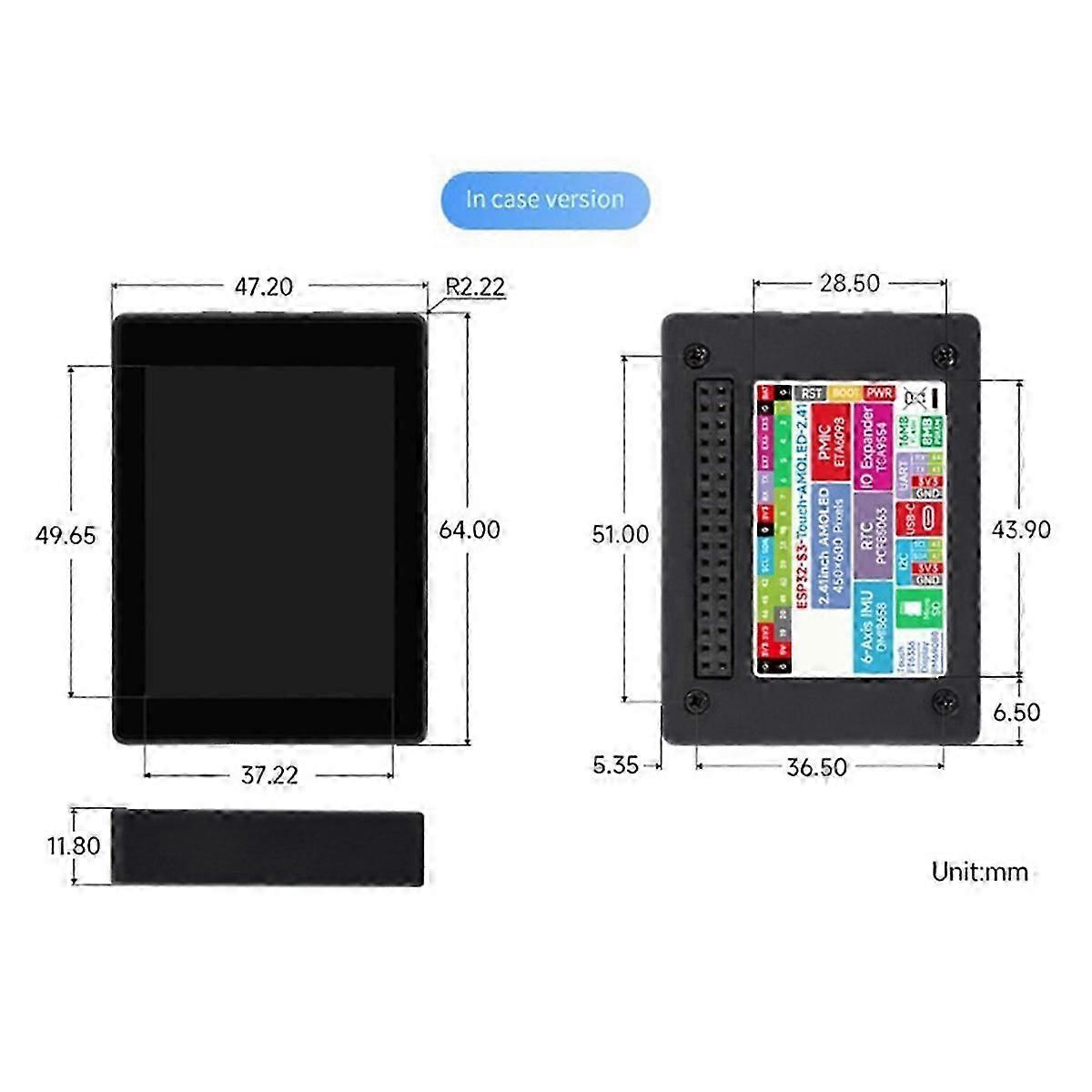 ESP32S3 2.41 Inch AMOLED Touchscreen Development Board 600x450 ESP32