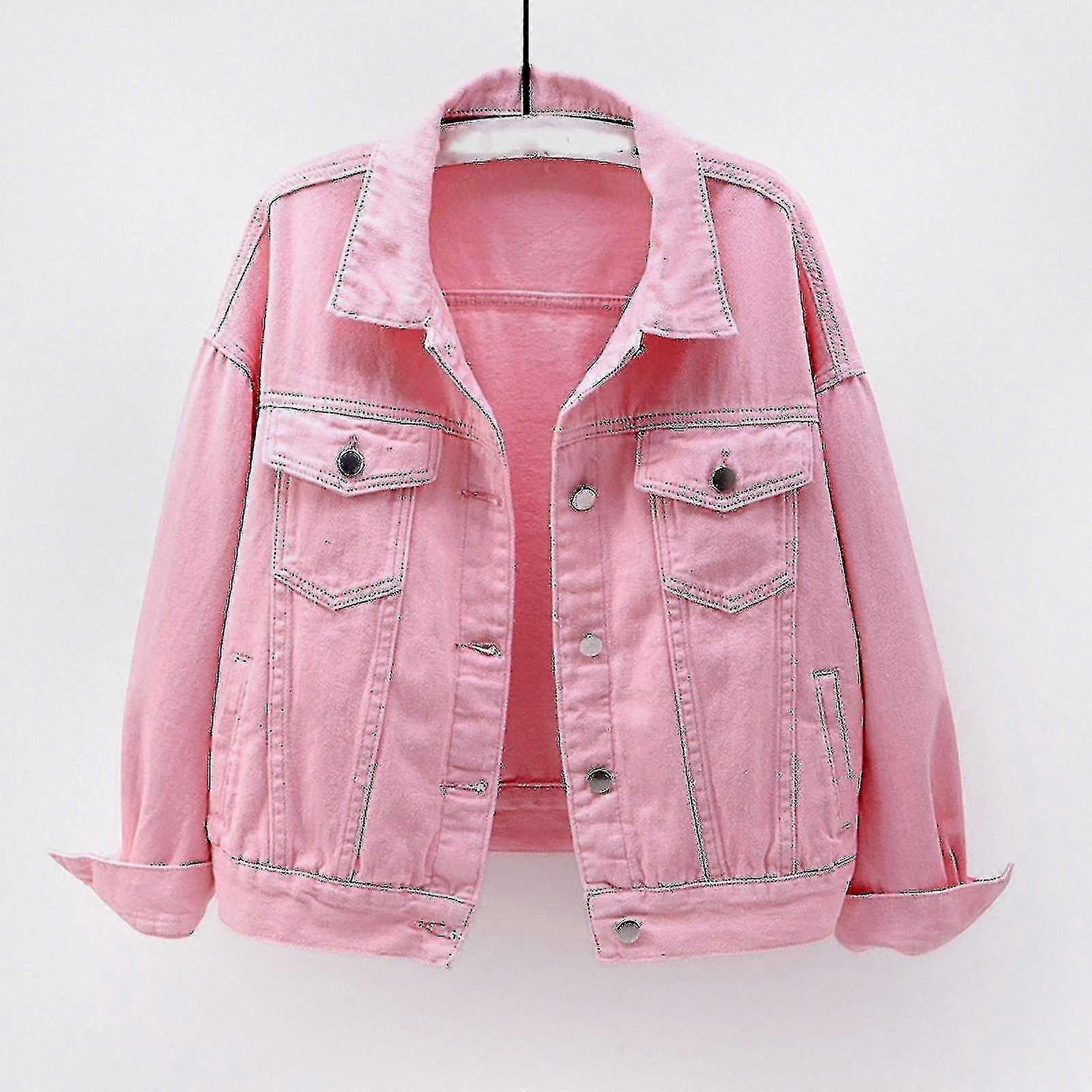 Women's Long Sleeve Denim Jacket for Spring and Autumn, Cozy Solid Color Outerwear