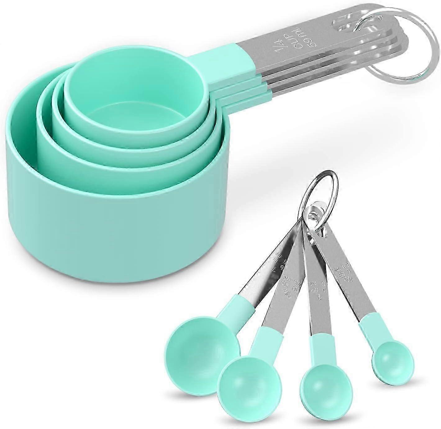 Measuring Cups and Spoons Set,8 PCS Stackable Measuring Spoons with Stainless Steel Handle,Kitchen Gadgets for Cooking and Baking