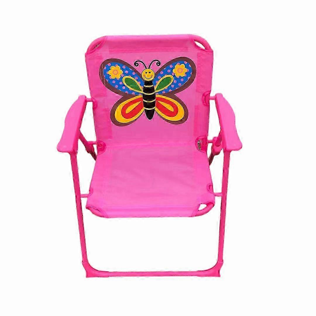 屋外で使用するための漫画のデザインを特徴とするベルトとアームレスト付きのポータブル折りたたみ式子供用キャンプチェア