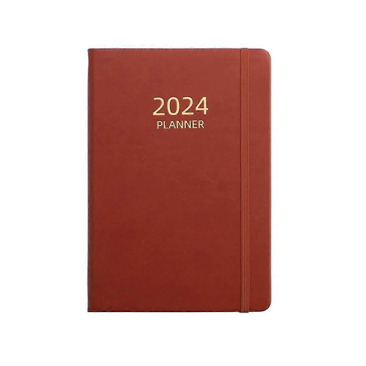 2024 A5 English Schedule Planner Elastic Band Notebook Strap Book Notebook