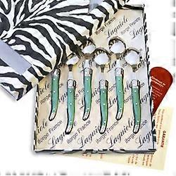 Box of 6 green laguiole coffee spoons