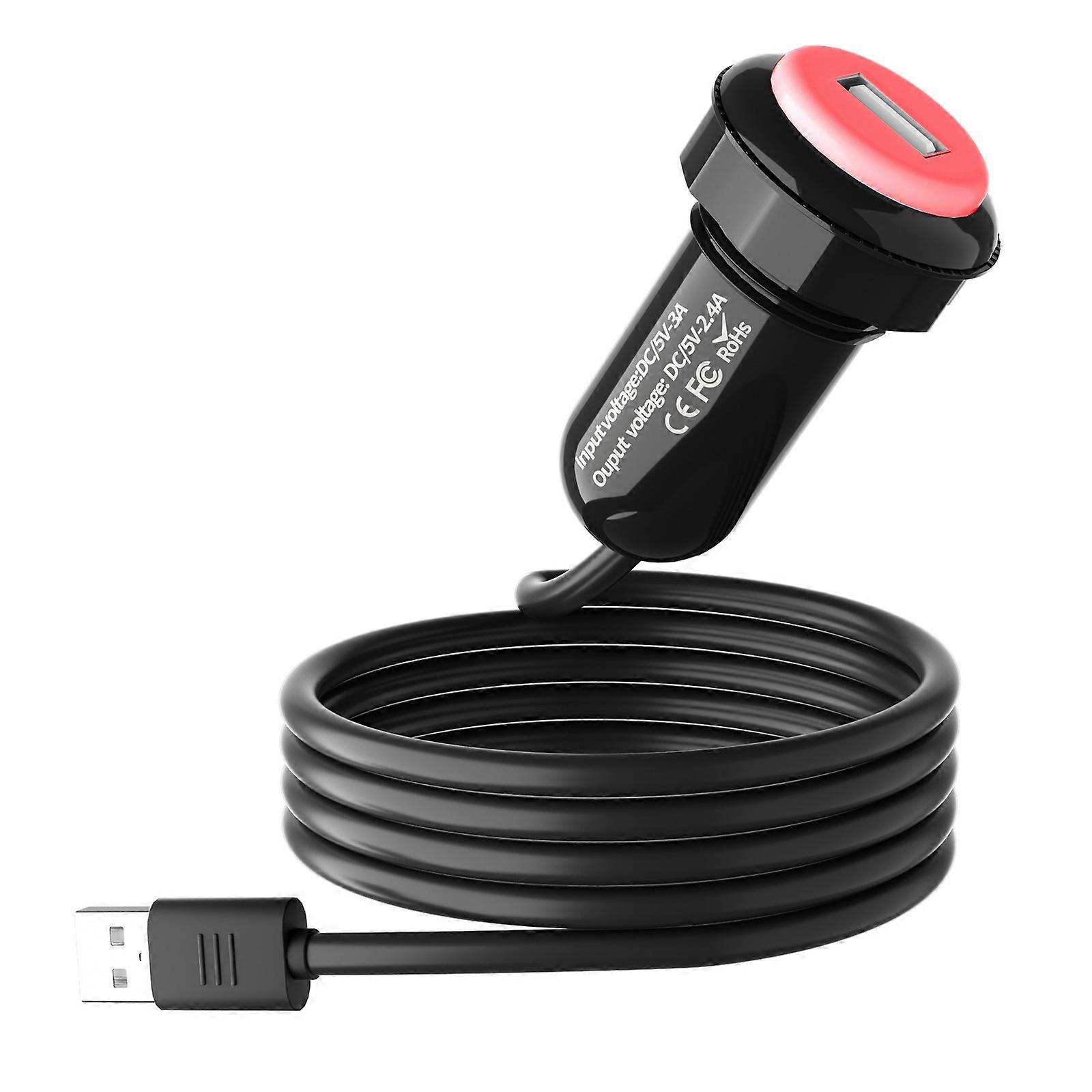 USB Car Connector Charging Adapter with Long Cable Adjustable Rotation Clamp and Overcharge Notification for Safe Use