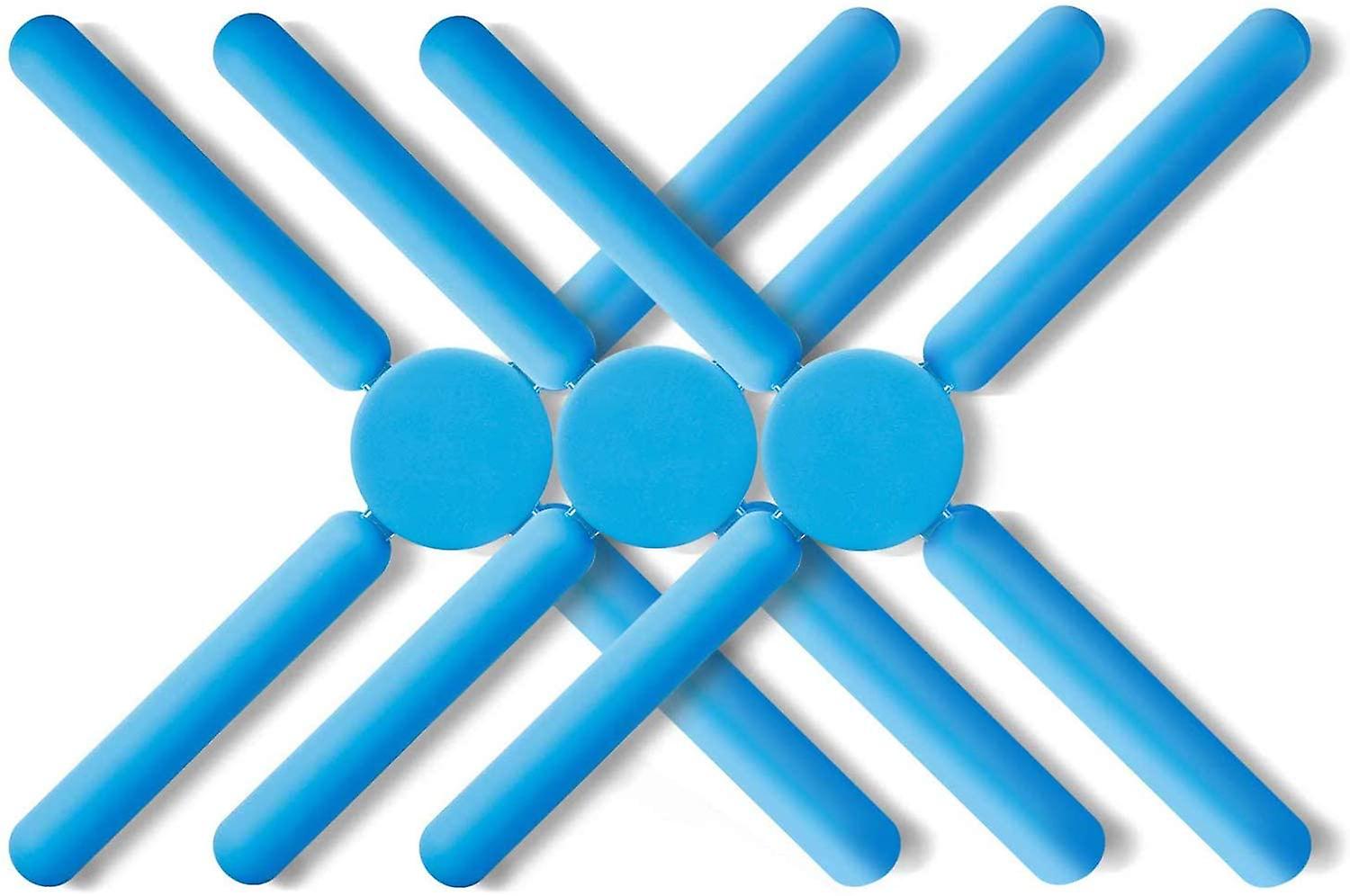 3pcs Blue Foldable Trivets Silicone Folding Trivets Non-slip Collapsible Cross Compact