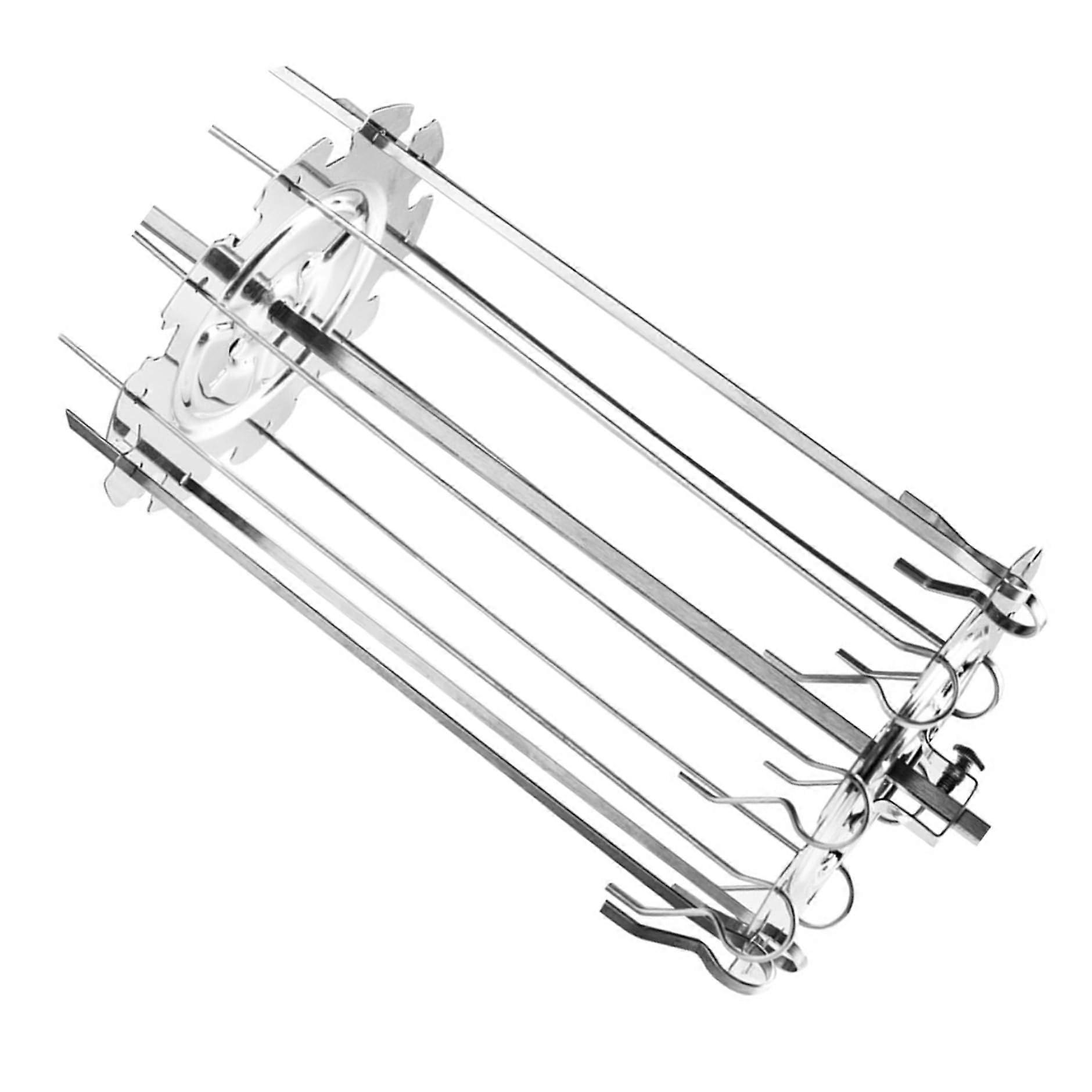 1 Set Kabob Rotating Kabob Skewer Stainless Steel Kebab Cage with 10 Skewers, BBQ Grill Needle Rotating Skewer Systems for Most Rotisserie Grills