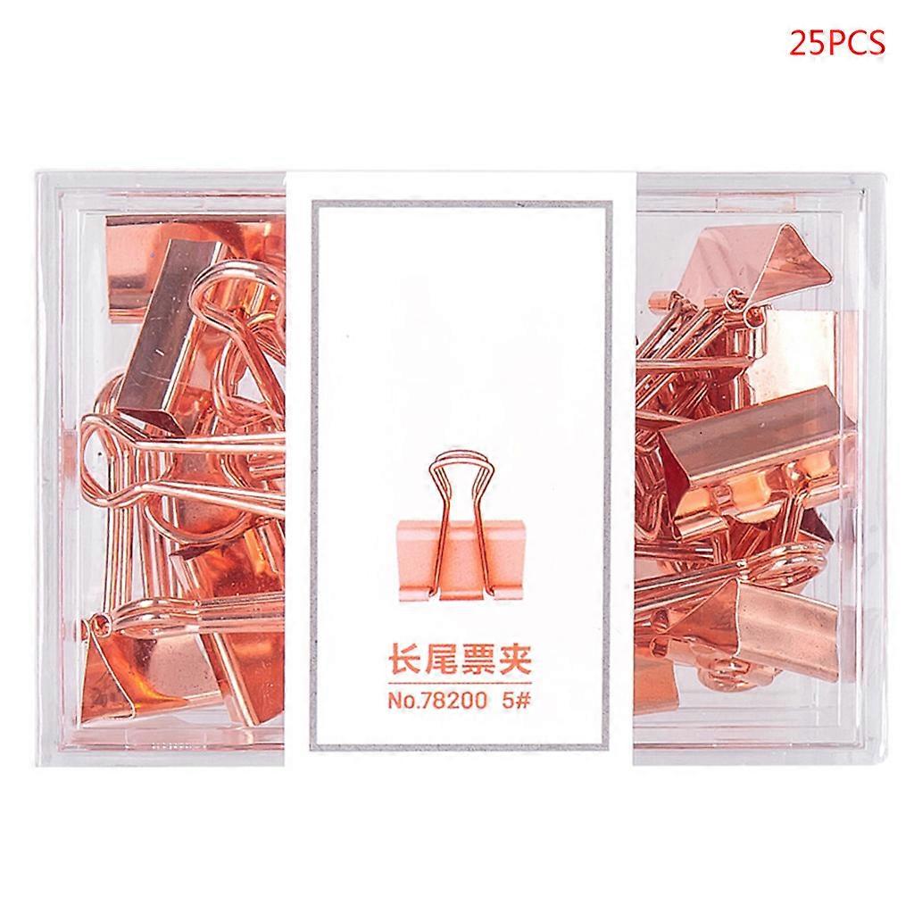 25pcs/box Rose Gold Binder Clips Message Ticket Paper Clip Holder Organizer Tool Multicolor