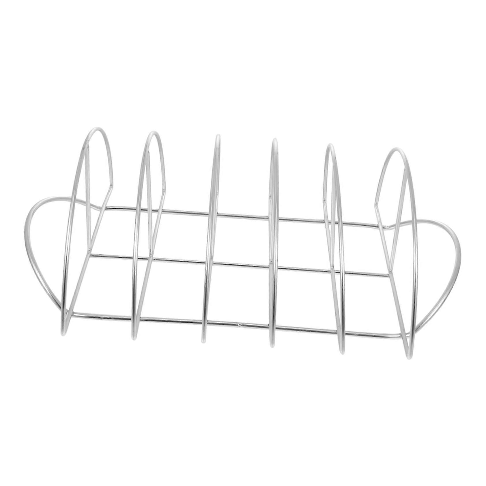 Grill Grid Tool 1-Piece, Charcoal Rib Frame, Portable Beef Rack, Stainless Steel Silver, Steak Rack